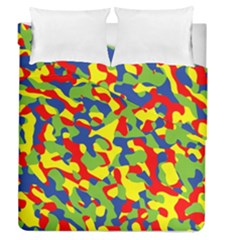 Colorful Rainbow Camouflage Pattern Duvet Cover Double Side (queen Size) by SpinnyChairDesigns