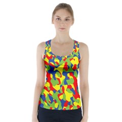 Colorful Rainbow Camouflage Pattern Racer Back Sports Top by SpinnyChairDesigns