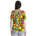 Colorful Rainbow Camouflage Pattern V-Neck Flutter Sleeve Top View2