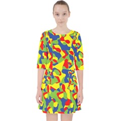 Colorful Rainbow Camouflage Pattern Pocket Dress by SpinnyChairDesigns