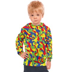 Colorful Rainbow Camouflage Pattern Kids  Hooded Pullover