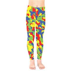 Colorful Rainbow Camouflage Pattern Kids  Leggings by SpinnyChairDesigns