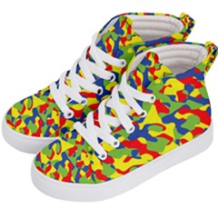 Colorful Rainbow Camouflage Pattern Kids  Hi-top Skate Sneakers by SpinnyChairDesigns