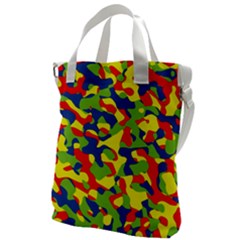 Colorful Rainbow Camouflage Pattern Canvas Messenger Bag by SpinnyChairDesigns