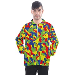 Colorful Rainbow Camouflage Pattern Men s Half Zip Pullover by SpinnyChairDesigns