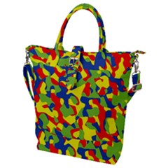 Colorful Rainbow Camouflage Pattern Buckle Top Tote Bag by SpinnyChairDesigns