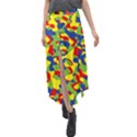 Colorful Rainbow Camouflage Pattern Velour Split Maxi Skirt View1