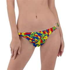 Colorful Rainbow Camouflage Pattern Ring Detail Bikini Bottom by SpinnyChairDesigns