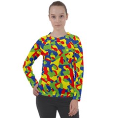 Colorful Rainbow Camouflage Pattern Women s Long Sleeve Raglan Tee