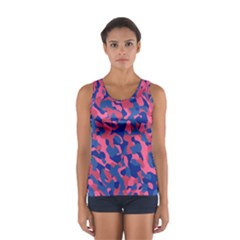 Blue and Pink Camouflage Pattern Sport Tank Top 