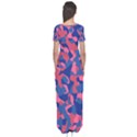 Blue and Pink Camouflage Pattern Short Sleeve Maxi Dress View2