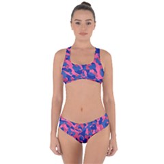 Blue and Pink Camouflage Pattern Criss Cross Bikini Set