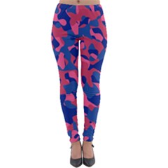 Blue and Pink Camouflage Pattern Lightweight Velour Leggings