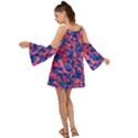 Blue and Pink Camouflage Pattern Kimono Sleeves Boho Dress View2