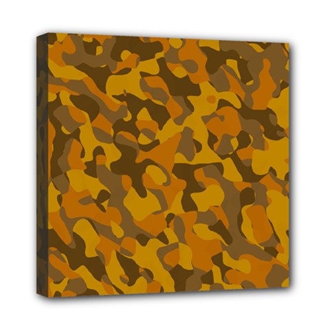 Brown And Orange Camouflage Mini Canvas 8  X 8  (stretched) by SpinnyChairDesigns