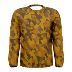 Brown And Orange Camouflage Men s Long Sleeve Tee by SpinnyChairDesigns