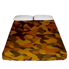 Brown And Orange Camouflage Fitted Sheet (king Size) by SpinnyChairDesigns