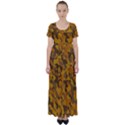 Brown and Orange Camouflage High Waist Short Sleeve Maxi Dress View1