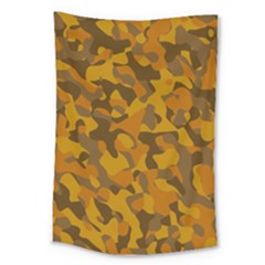 Brown And Orange Camouflage Large Tapestry by SpinnyChairDesigns