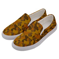 Brown And Orange Camouflage Men s Canvas Slip Ons by SpinnyChairDesigns