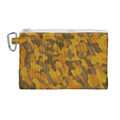 Brown And Orange Camouflage Canvas Cosmetic Bag (large) by SpinnyChairDesigns