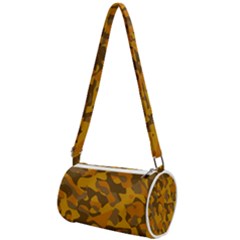 Brown And Orange Camouflage Mini Cylinder Bag by SpinnyChairDesigns