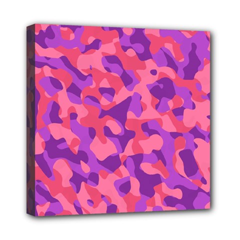 Pink And Purple Camouflage Mini Canvas 8  X 8  (stretched) by SpinnyChairDesigns