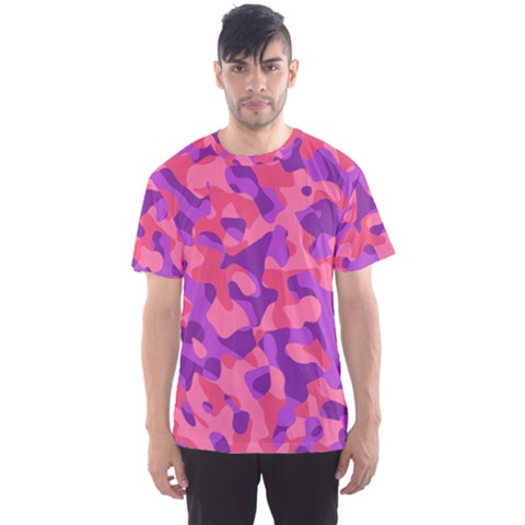 Pink And Purple Camouflage Men s Sport Mesh Tee by SpinnyChairDesigns