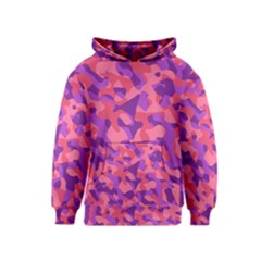 Pink And Purple Camouflage Kids  Pullover Hoodie by SpinnyChairDesigns