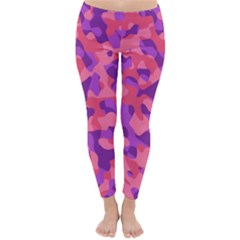 Pink And Purple Camouflage Classic Winter Leggings by SpinnyChairDesigns