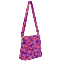 Pink And Purple Camouflage Zipper Messenger Bag by SpinnyChairDesigns