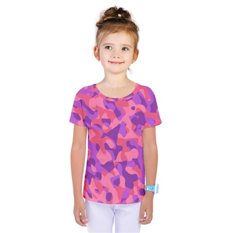 Pink And Purple Camouflage Kids  One Piece Tee by SpinnyChairDesigns