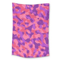 Pink And Purple Camouflage Large Tapestry by SpinnyChairDesigns