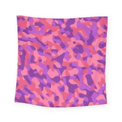 Pink And Purple Camouflage Square Tapestry (small) by SpinnyChairDesigns