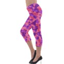 Pink and Purple Camouflage Lightweight Velour Capri Leggings  View3