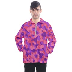 Pink And Purple Camouflage Men s Half Zip Pullover