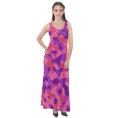 Pink And Purple Camouflage Sleeveless Velour Maxi Dress by SpinnyChairDesigns