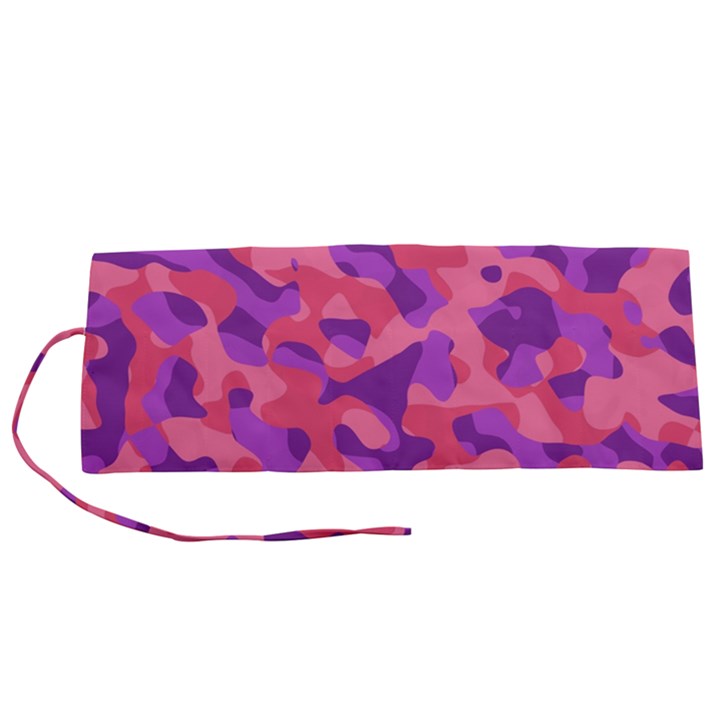 Pink and Purple Camouflage Roll Up Canvas Pencil Holder (S)