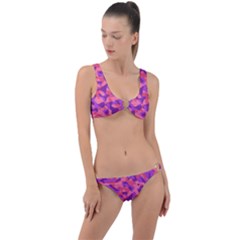 Pink And Purple Camouflage Ring Detail Crop Bikini Set by SpinnyChairDesigns