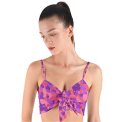 Pink And Purple Camouflage Woven Tie Front Bralet by SpinnyChairDesigns