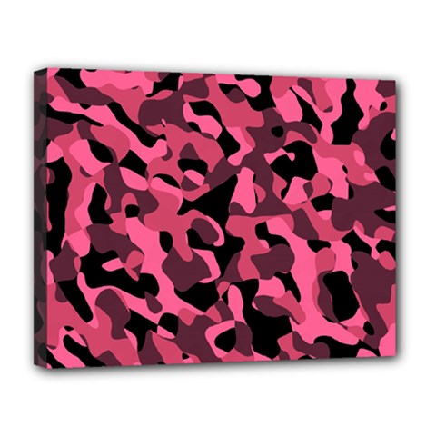 Black And Pink Camouflage Pattern Canvas 14  X 11  (stretched) by SpinnyChairDesigns