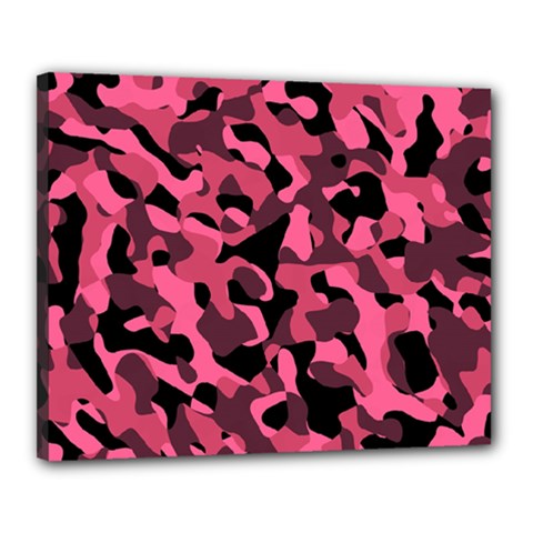 Black And Pink Camouflage Pattern Canvas 20  X 16  (stretched) by SpinnyChairDesigns