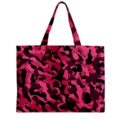 Black And Pink Camouflage Pattern Zipper Mini Tote Bag by SpinnyChairDesigns