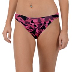 Black And Pink Camouflage Pattern Band Bikini Bottom by SpinnyChairDesigns