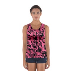 Black And Pink Camouflage Pattern Sport Tank Top  by SpinnyChairDesigns