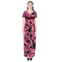 Black and Pink Camouflage Pattern Short Sleeve Maxi Dress View1