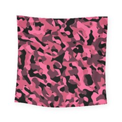 Black And Pink Camouflage Pattern Square Tapestry (small) by SpinnyChairDesigns