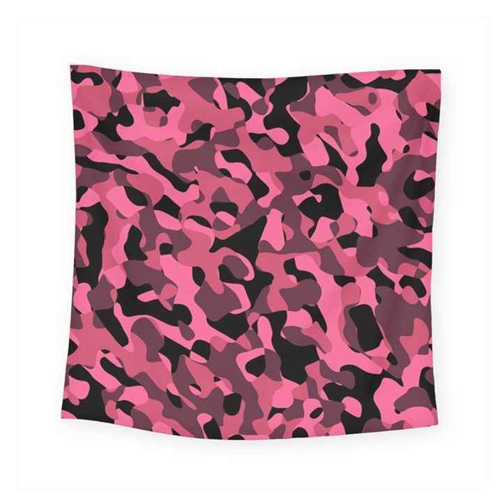 Black and Pink Camouflage Pattern Square Tapestry (Small)