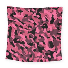 Black And Pink Camouflage Pattern Square Tapestry (large) by SpinnyChairDesigns