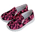 Black and Pink Camouflage Pattern Kids Lightweight Slip Ons View2